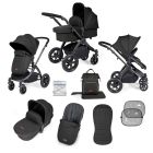 Ickle Bubba Stomp Luxe 9 Piece Pram Pushchair - Black/Midnight/Black