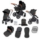 Ickle Bubba Stomp Luxe 9 Piece Pram Pushchair - Black/Midnight/Tan