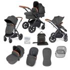 Ickle Bubba Stomp Luxe 2 In 1 Pushchair & Carrycot - Black/Charcoal Grey/Tan