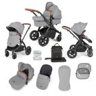 Ickle Bubba Stomp Luxe 9 Piece Pram Pushchair - Black/Pearl Grey/Tan