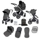 Ickle Bubba Stomp Luxe 2 In 1 Pushchair & Carrycot - Silver/Charcoal Grey/Black