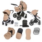 Ickle Bubba Stomp Luxe 9 Piece Pram Pushchair - Silver/Desert/Black