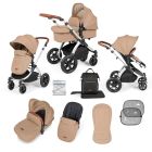 Ickle Bubba Stomp Luxe 2 In 1 Pushchair & Carrycot - Silver/Desert/Tan