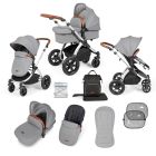 Ickle Bubba Stomp Luxe 2 In 1 Pushchair & Carrycot - Silver/Pearl Grey/Tan