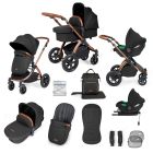 Ickle Bubba Stomp Luxe All-in-one Travel System With Cirrus Car Seat And Isofix Base - Bronze/Midnight/Tan