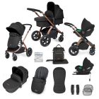 Ickle Bubba Stomp Luxe All-in-one Travel System With Cirrus Car Seat And Isofix Base - Bronze/Midnight/Black