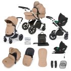 Ickle Bubba Stomp Luxe All-in-one Travel System With Cirrus Car Seat And Isofix Base - Silver/Desert/Black