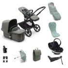 Bugaboo Fox 5 Complete Pushchair Bundle with BeSafe Go Beyond Black Cab Car Seat and Base - Black/Forest Green