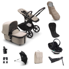 Bugaboo Fox 5 Complete Pushchair Bundle with BeSafe Go Beyond Black Cab Car Seat and Base - Black/Desert Taupe