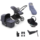 Bugaboo Fox Cub Stroller Bundle with BeSafe Go Beyond Black Cab Car Seat and Base - Stormy Blue