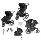 Ickle Bubba Venus Max Jogger Stroller i-Size Travel System with Stratus Car Seat & Isofix Base - Black