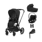 Cybex Priam Stroller with Cloud T i-Size Car Seat and Base Bundles - Matt Black/Sepia Black