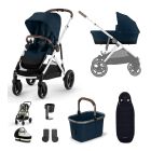 Cybex Gazelle S Lux Pushchair 9 Piece Bundle - Ocean Blue (Silver Frame)