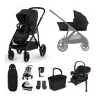 Cybex Gazelle S Lux Pushchair with Aton B2 Car Seat and Base 11 Piece Bundle - Moon Black (Black Frame)