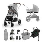 Cybex Gazelle S Lux Pushchair with Aton B2 Car Seat and Base 11 Piece Bundle - Lava Grey (Silver Frame)