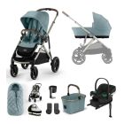 Cybex Gazelle S Lux Pushchair with Aton B2 Car Seat and Base 11 Piece Bundle - Sky Blue (Taupe Frame)