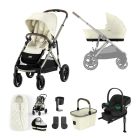 Cybex Gazelle S Lux Pushchair with Aton B2 Car Seat and Base 11 Piece Bundle - Seashell Beige (Taupe Frame)