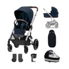 Cybex Balios S Lux Pushchair 8 Piece Bundle - Ocean Blue (Silver Frame)