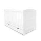 Ickle Bubba Coleby Classic Cot Bed, Under Drawer and Fibre Mattress - White