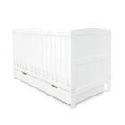 Ickle Bubba Coleby Classic Cot Bed, Under Drawer and Premium Sprung Mattress - White