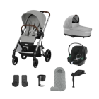 Cybex Balios S Lux Pushchair with Aton B2 Car Seat and Base 10 Piece Bundle - Stone Grey