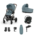 Cybex Balios S Lux Pushchair with Aton B2 Car Seat and Base 10 Piece Bundle - Stormy Blue