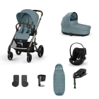 Cybex Balios S Lux Pushchair with Cloud G i-Size Car Seat and Base 10 Piece Bundle - Stormy Blue