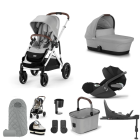 Cybex Gazelle S Silver Pushchair & Cloud T Car Seat Luxury Bundle - Stone Grey