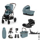 Cybex Gazelle S Taupe Pushchair & Cloud T Car Seat Luxury Bundle - Stormy Blue