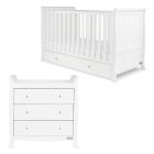 Ickle Bubba Snowdon Classic 2 Piece Furniture Set and All Seasons Premium Pocket Sprung Mattress - White