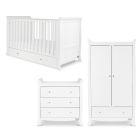 Ickle Bubba Snowdon Classic 3 Piece Furniture Set and All Seasons Premium Pocket Sprung Mattress - White