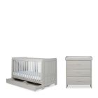 Ickle Bubba Pembrey 2 Piece Furniture Set, Under Drawer and Premium Sprung Mattress - Ash Grey