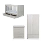 Ickle Bubba Pembrey 3 Piece Furniture Set, Under Drawer and Premium Sprung Mattress - Ash Grey