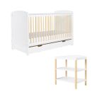 Ickle Bubba Coleby Scandi 2 Piece Furniture Set, Under Drawer and Fibre Mattress - Scandi White