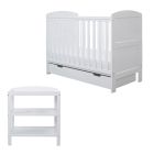 Ickle Bubba Coleby Mini 2 Piece Furniture Set and  All Seasons Premium Pocket Sprung Mattress  - White