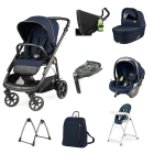 Peg Perego Veloce Stroller 11 Piece Travel System Bundle - Blue Shine