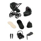 egg3 Luxury Pushchair and Cabriofix i-Size Car Seat and Base Bundle - Black Olive