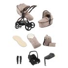 egg3 Luxury Pushchair and Cabriofix i-Size Car Seat and Base Special Edition Bundle - Houndstooth Almond