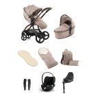 egg3 Luxury Pushchair and Cybex CloudT i-Size Car Seat and Base Special Edition Bundle - Houndstooth Almond