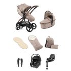 egg3 Luxury Pushchair and Pebble 360 i-Size Car Seat and Base Special Edition Bundle - Houndstooth Almond