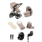 egg3 Luxury Pushchair and Pebble 360 Pro i-Size Car Seat and Base Special Edition Bundle - Houndstooth Almond