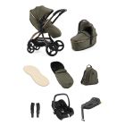 egg3 Luxury Pushchair and Cabriofix i-Size Car Seat and Base Bundle - Hunter Green