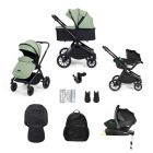 Ickle Bubba Altima 12 Piece Travel System with i-Size Stratus Car Seat & ISOFIX Base - Sage Green