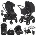 Jane Crosslight-3 Pushchair + Koos iSize R1 Car Seat 10 Pcs Travel System Bundle - Cold Black