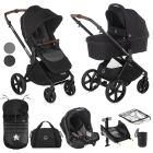 Jane Muum-4 Pushchair + Koos iSize R1 Car Seat 10 Pcs Travel System Bundle - Cold Black