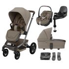 Maxi Cosi FAME Pushchair with (Pebble 360 Pro & Base) Travel System Bundle - Twillic Truffle (Black Wheels)