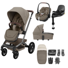 Maxi Cosi FAME 9 Piece Premium Pushchair Bundle - Twillic Truffle (Black Wheels)