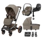 Maxi Cosi FAME Pushchair with (Pebble 360 Pro & Base) Travel System Bundle - Twillic Truffle (Brown Wheels)