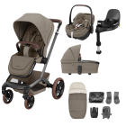 Maxi Cosi FAME 9 Piece Premium Pushchair Bundle - Twillic Truffle (Brown Wheels)