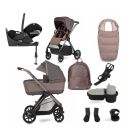 Silver Cross Reef Pushchair with First Bed Carrycot + Ultimate Pack & Cybex Cloud T Plus Car Seat & Base - Earth